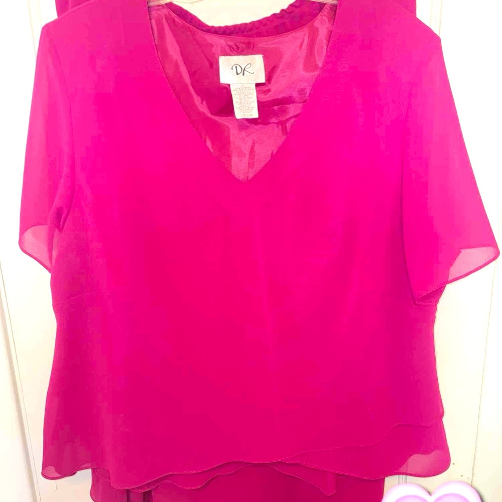 Hot pink blouse skirt set by DR